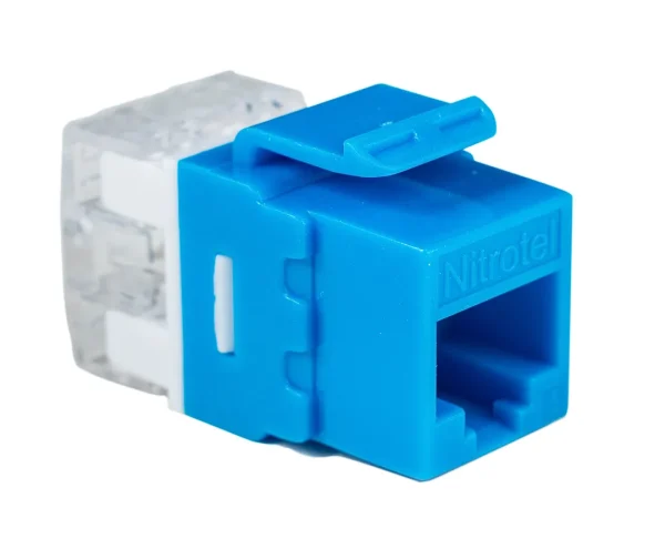 Jack Keystone Cat6A UTP 180 Grados Azul Nitrotel NTKJ6ABUSL