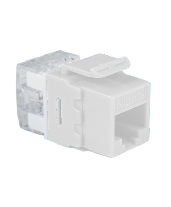 Jack Keystone Slim Cat6 UTP 180 Grados Blanco Nitrotel NTKJ1806EWHSKL