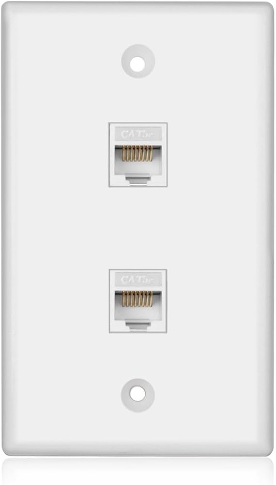 Placa de Pared Nitrotel Doble RJ-14 con Cableado Integrado